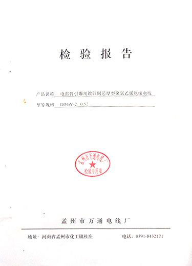 出厂产品检验报告